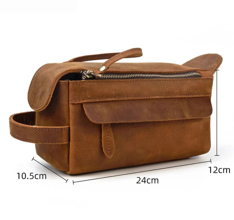 Genuine Leather Clutch & Toiletry Bag / Makeup Cosmetic for Women & Men