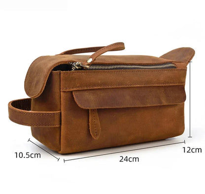 Genuine Leather Clutch & Toiletry Bag / Makeup Cosmetic for Women & Men