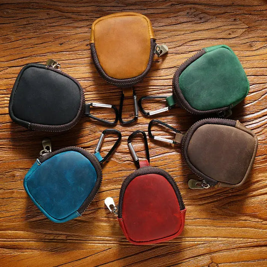 Retro-Style Multifunctional Genuine Leather Key Holder & Coin Purse