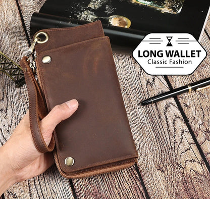 Men's Genuine Leather RFID Blocking Wallet – Vintage Phone Clutch