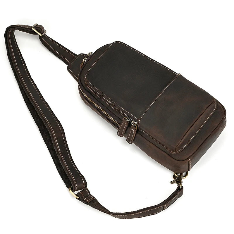 Vintage Genuine Leather Shoulder Sling Bag For Men