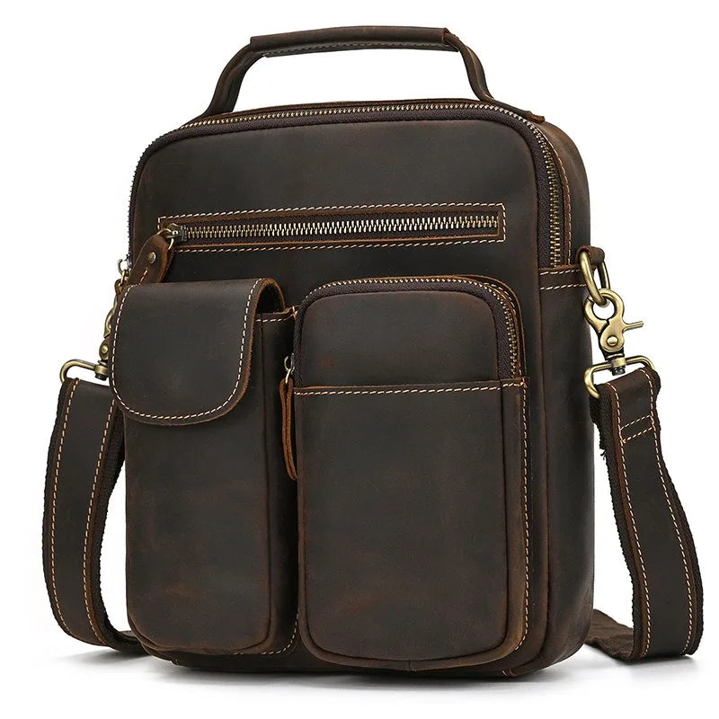 Men's Genuine Leather Messenger Bag | Vintage Casual Shoulder Bag