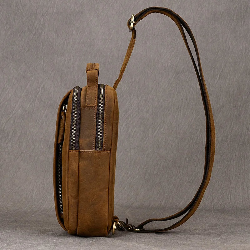 Retro Leather Crossbody Bag Men