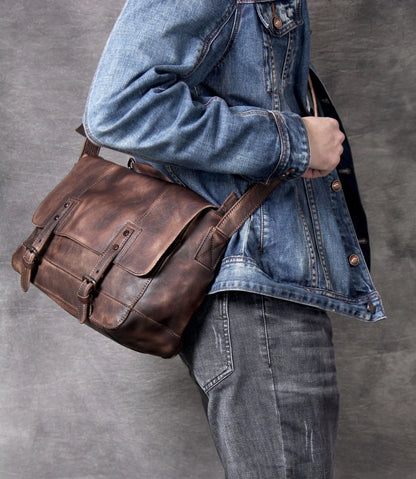 Vintage Leather Men's Shoulder Messenger Bag