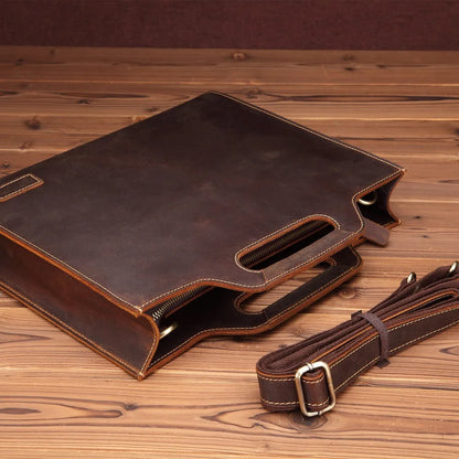 Vintage leather business briefcase for men