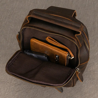 Retro Leather Crossbody Bag Men