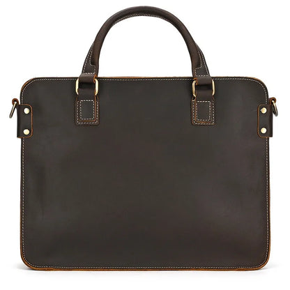 Vintage Genuine Leather Briefcase |14 Inch Laptop Shoulder Messenger Bag