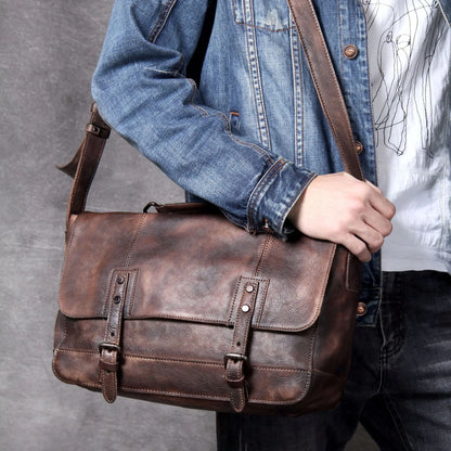 Vintage Leather Men's Shoulder Messenger Bag