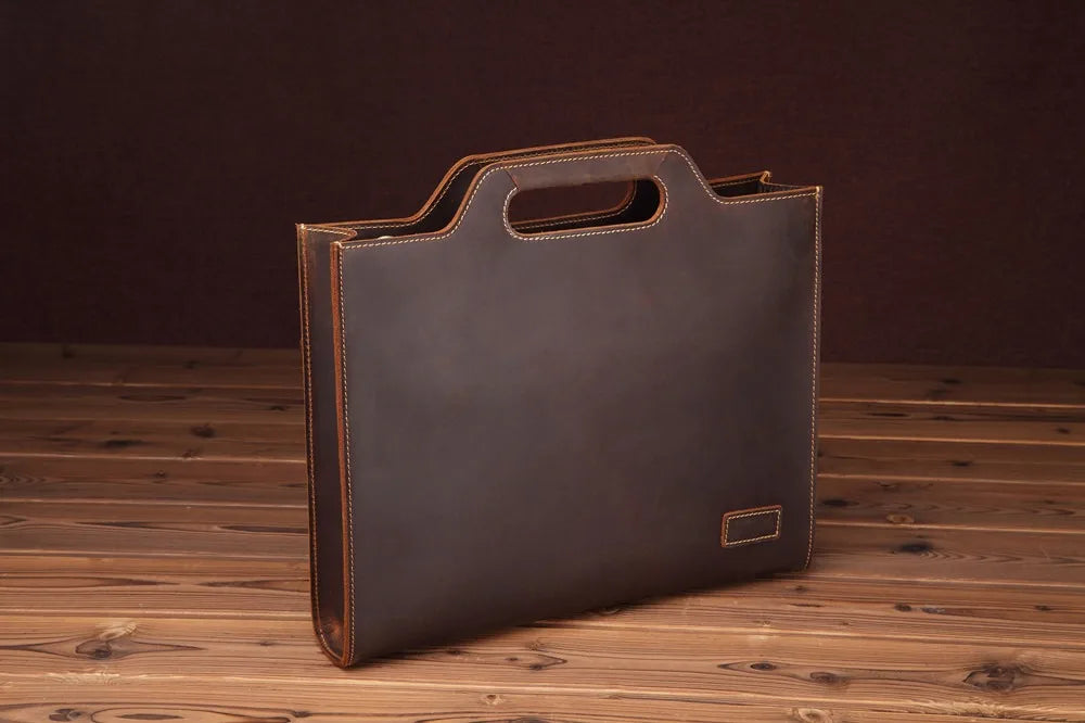 Vintage leather business briefcase for men