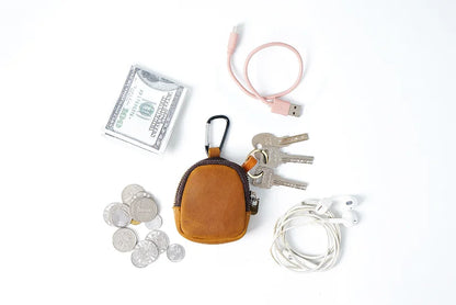 Retro-Style Multifunctional Genuine Leather Key Holder & Coin Purse