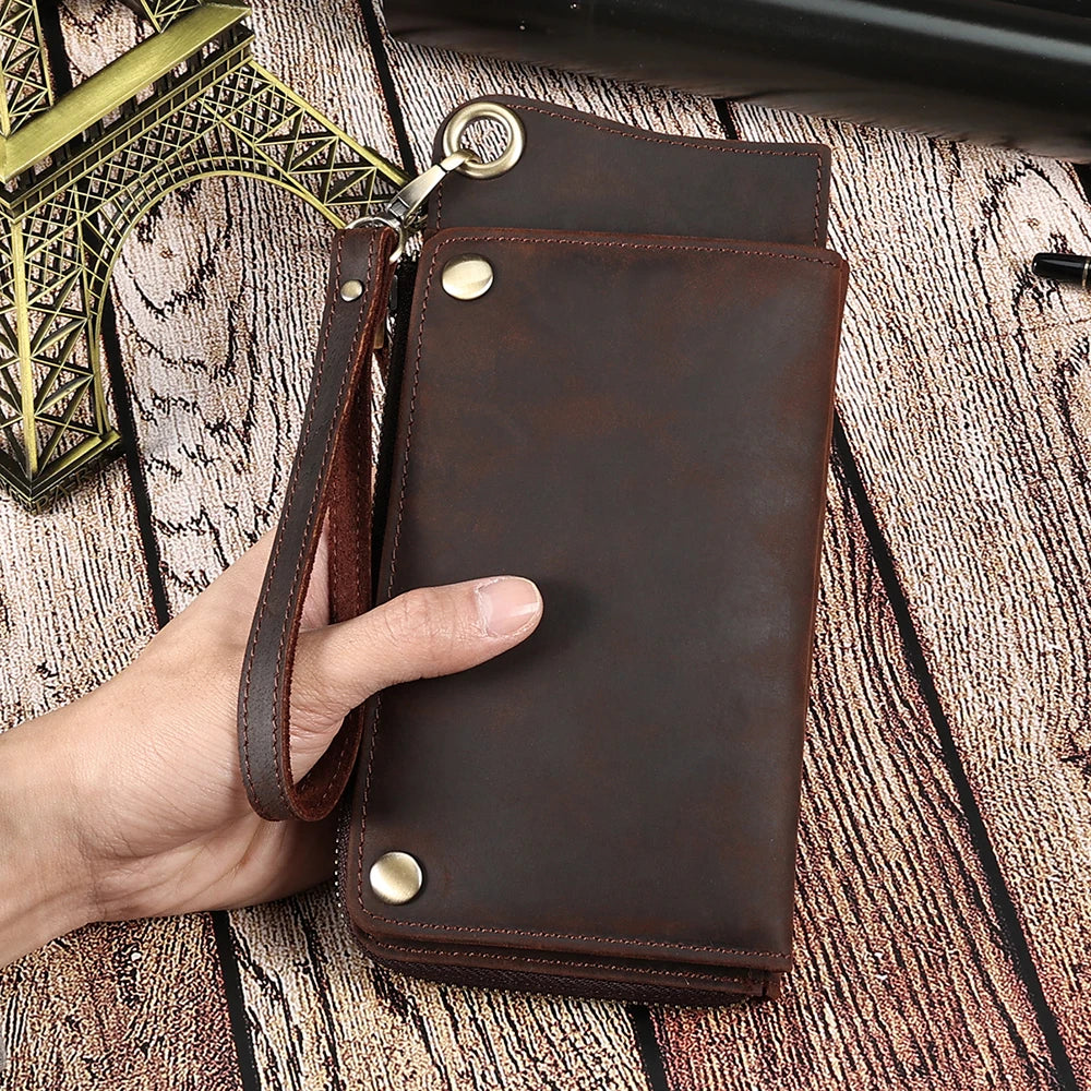 Men's Genuine Leather RFID Blocking Wallet – Vintage Phone Clutch