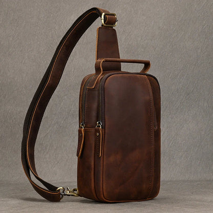 Retro Leather Crossbody Bag Men