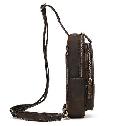 Vintage Genuine Leather Shoulder Sling Bag For Men