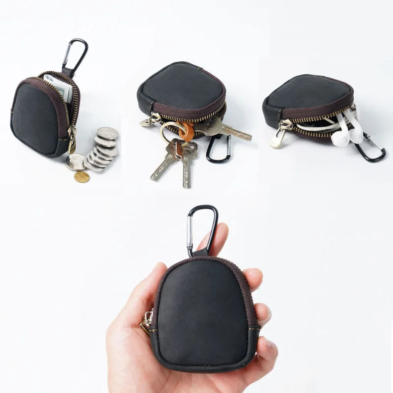 Retro-Style Multifunctional Genuine Leather Key Holder & Coin Purse