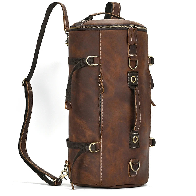 Vintage Leather Backpack / Duffle Bag For Men