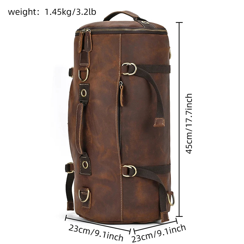 Vintage Leather Backpack / Duffle Bag For Men