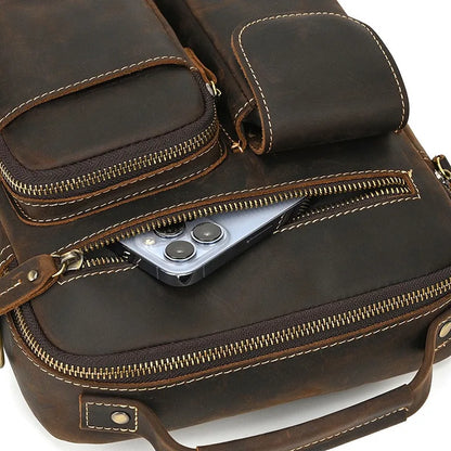 Men's Genuine Leather Messenger Bag | Vintage Casual Shoulder Bag