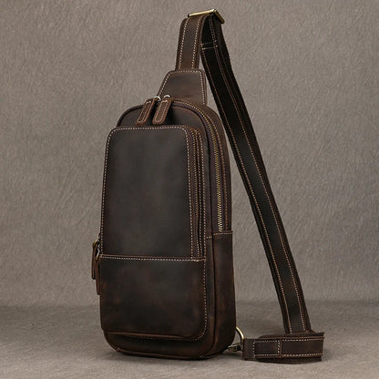 Vintage Genuine Leather Shoulder Sling Bag For Men