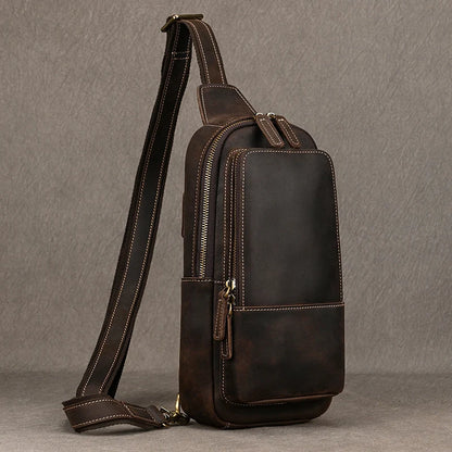 Vintage Genuine Leather Shoulder Sling Bag For Men