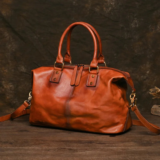 Genuine Leather Travel Bag for Men and Women