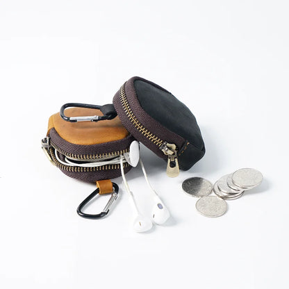 Retro-Style Multifunctional Genuine Leather Key Holder & Coin Purse