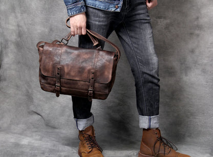 Vintage Leather Men's Shoulder Messenger Bag