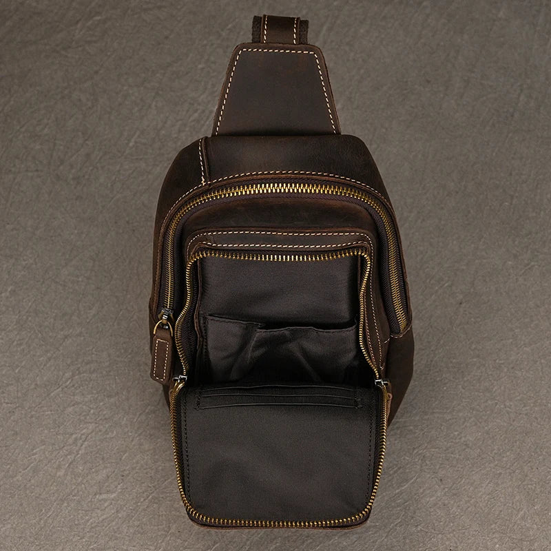 Vintage Genuine Leather Shoulder Sling Bag For Men