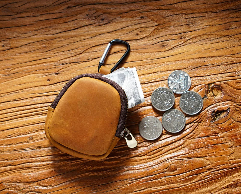 Retro-Style Multifunctional Genuine Leather Key Holder & Coin Purse