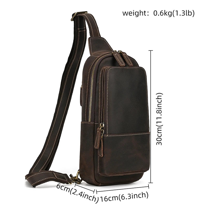 Vintage Genuine Leather Shoulder Sling Bag For Men