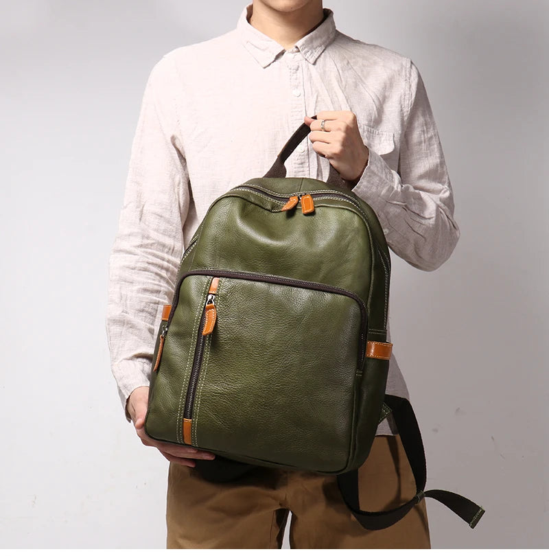 Men's Genuine Leather Travel Backpack